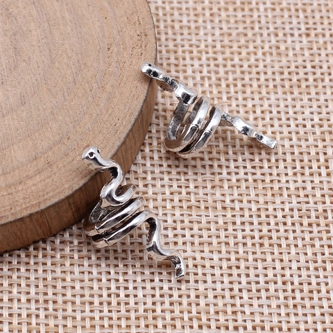 Retro Zinc Alloy Snake Shape Hair Braid Beads For Dreadlocks DIY Hair Jewelry Accessories Ancient Silver Gold Metal Hair Cuffs