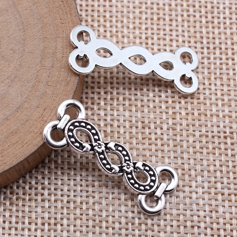 Vintage Zinc Alloy Infinity Symbol Jewelry Connector Antique Silver Floral Heart Multi Hole DIY Body Waist Chain Link