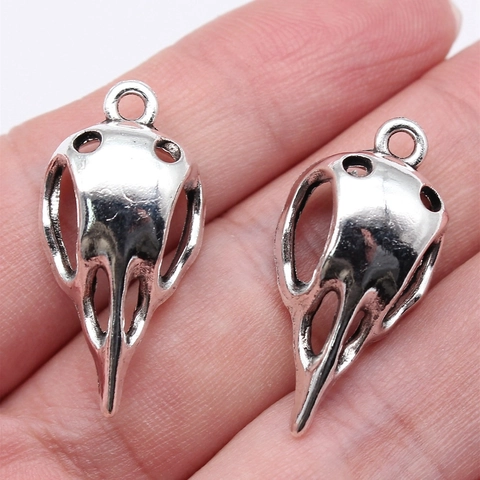 Antique Silver Zinc Alloy Bird Skull Pendant Gothic Punk Skeleton Charm For DIY Jewelry Making Vintage Accessories