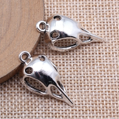 Antique Silver Zinc Alloy Bird Skull Pendant Gothic Punk Skeleton Charm For DIY Jewelry Making Vintage Accessories
