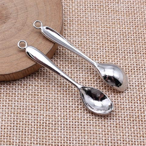 Vintage Alloy Spoon Pendant For DIY Jewelry Making Electroplated Mini Spoon Charm For Necklace Keychain Accessories