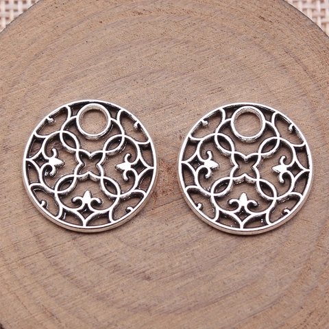 Vintage Alloy Hollow Geometric Flower Disc Pendant Mandala Star Round Charms For DIY Earrings Necklace Jewelry Making Accessory