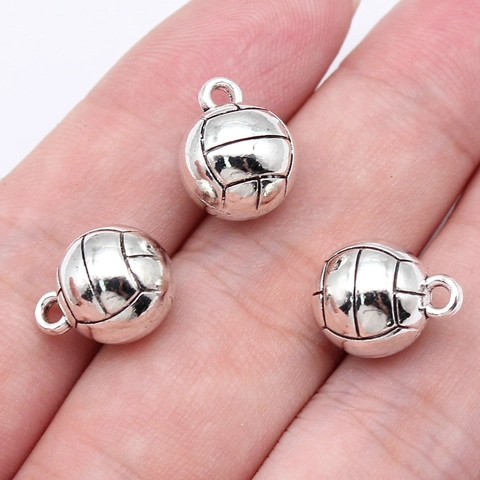 Vintage Zinc Alloy Volleyball Charms For DIY Jewelry Making Antique Silver Bronze Gold Sports Pendants Accessories