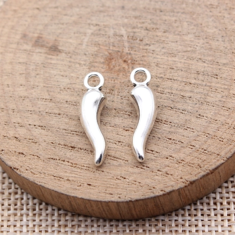 Antique Silver Zinc Alloy Cornicello Pendant Lucky Horn Charm For DIY Necklace Bracelet Earring Making Jewelry Accessories