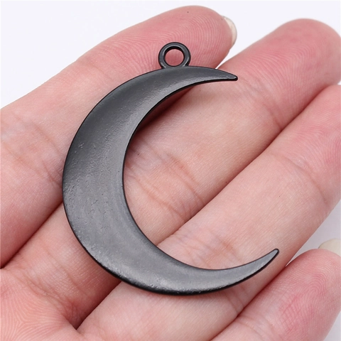 Gothic Black Alloy Moon Pendant Ankh Cross Heart Wings Bat Charms For DIY Jewelry Making Necklaces Earrings Accessories