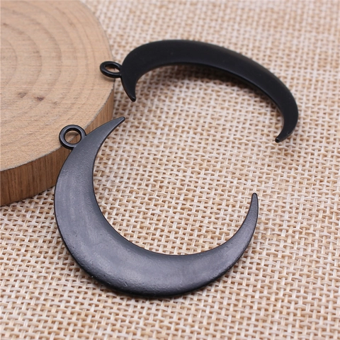 Gothic Black Alloy Moon Pendant Ankh Cross Heart Wings Bat Charms For DIY Jewelry Making Necklaces Earrings Accessories