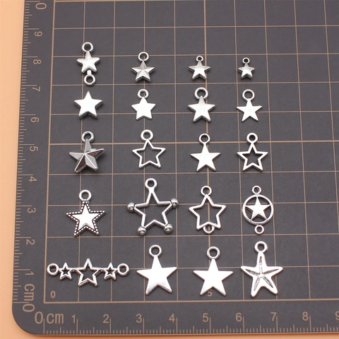 Altsilber Legierung Stern Anhänger Für DIY Schmuckherstellung Zubehör Verschiedene Sternformen Für Halskette Armband Handwerk