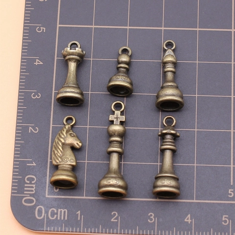 Antique Bronze Alloy International Chess Piece Pendants Retro DIY Jewelry Making Accessory For Necklace Keychain Bracelet