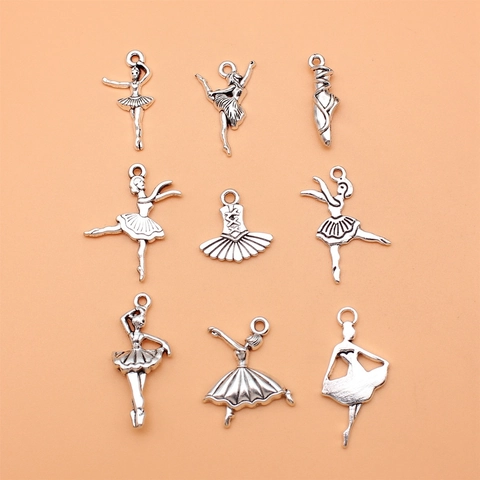 Antiksilber Legierung Balletttänzer Anhänger Für DIY Schmuckherstellung Ballettschuhe Und Tutu Charms Für Halskette Armband