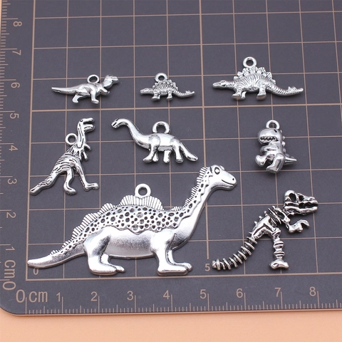 Antiksilber Dinosaurier Anhänger Set Legierung Tier Pendants Für Schmuckherstellung DIY Halskette Armband Bastelzubehör