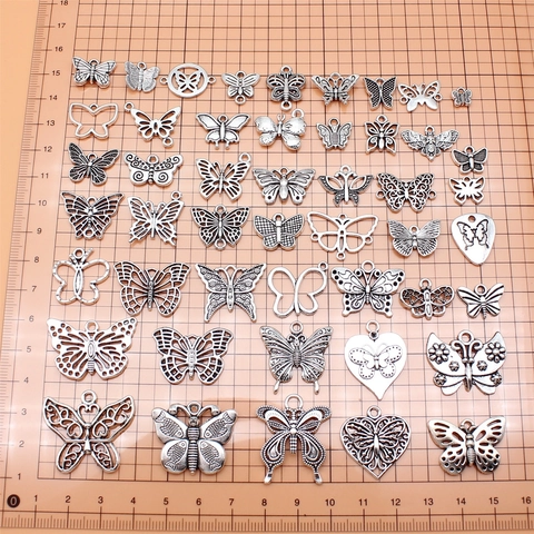 Vintage Antiksilber Legierung Schmetterling Anhänger Verschiedene Stile Hohle Herz Pendants Für DIY Schmuckherstellung Zubehör Handwerk