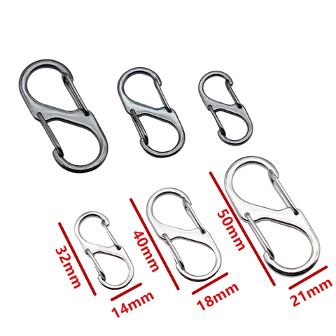 Moschettone in Metallo a Forma di S Gancio per Portachiavi Doppia Molla Fibbia a Scatto per Accessori Zaino Borsa Outdoor Camping