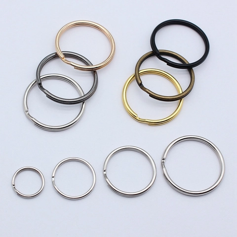 Electroplated Metal Split Key Rings Multi Color Flat Round Double Loop Keychain Connectors For DIY Craft Jewelry Findings Accessories