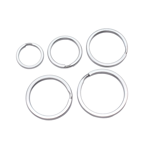 Edelstahl Flache Schlüsselringe Mehrere Größen DIY Schmuckzubehör Schlüsselanhänger Ringe Metall Spiralverbinder Ringe