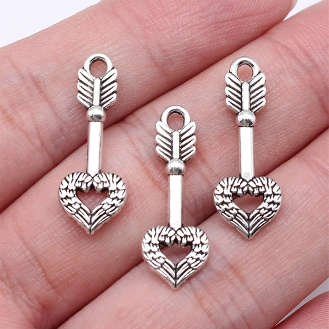 Vintage Zinc Alloy Heart Arrow Pendants Wings Arrowhead Charms For DIY Necklace Bracelet Craft Jewelry Making Accessory