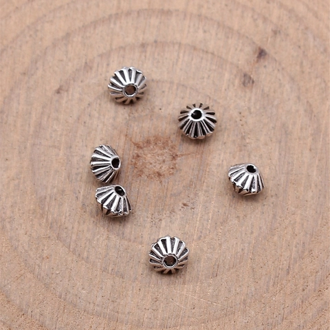 Vintage Zinc Alloy Etched Conical Spacer Beads Double Sided Engraved Small Hole Beads For Jewelry Making DIY Findings Accessories