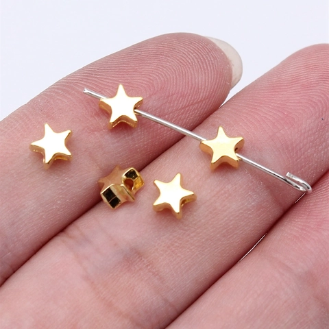 Vintage Zinc Alloy Star Shape Beads Pentagram Small Hole Spacers For DIY Jewelry Making Findings Accessories Handcraft