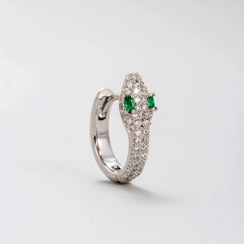 Titanstahl Schlangen Ohrstecker Für Damen Grüne Zirkonia Eingelegt Ohrknochennagel Piercing Schmuck Raffiniertes Nischendesign