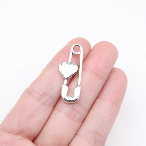 Pendentif Épingle de Nourrice Cœur en Alliage de Métal pour Création de Bijoux DIY Accessoires pour Collier Bracelet Boucles d'Oreilles