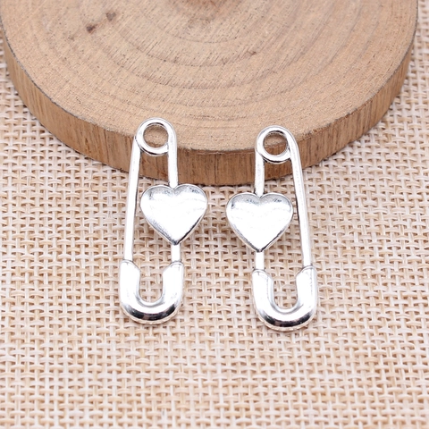 Pendentif Épingle de Nourrice Cœur en Alliage de Métal pour Création de Bijoux DIY Accessoires pour Collier Bracelet Boucles d'Oreilles