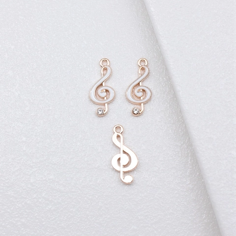 Legierung Musiknote Violinschlüssel Anhänger Mit Strass Emaille Tropfen Charms Für DIY Halskette Armband Schmuckherstellung