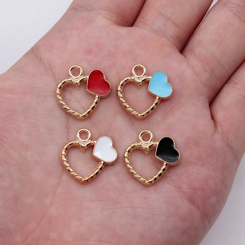 Pendenti a Forma di Cuore in Lega Smaltata Cavi Accessori per Creazione Gioielli Fai da Te Orecchini Collana Donna
