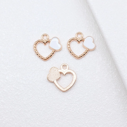 Pendenti a Forma di Cuore in Lega Smaltata Cavi Accessori per Creazione Gioielli Fai da Te Orecchini Collana Donna