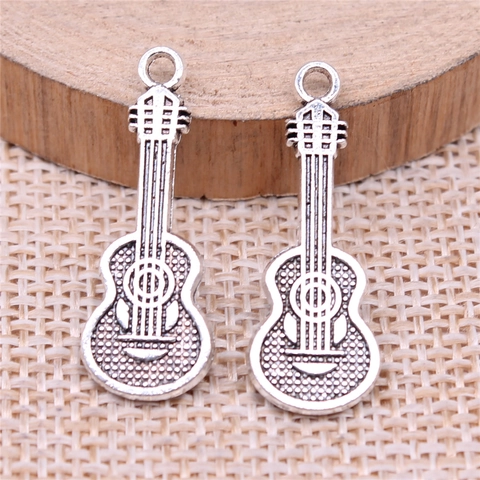 Vintage Alloy Guitar Shaped Pendant Charm For DIY Jewelry Making Bracelet Necklace Musical Instrument Accessory Pendants