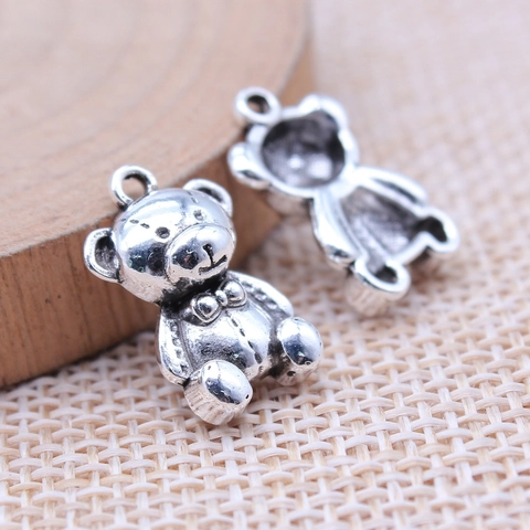 Vintage Legering Teddybeer Hangers Voor DIY Sieraden Maken Antiek Zilver Brons Goud Dier Teddybeer Charms Hangers