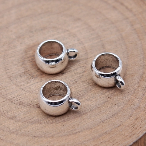 Vintage Alloy Cup Shaped Bead Bail Pendants DIY Jewelry Making Connectors For Necklace Bracelet Handmade Accessories Antique Silver