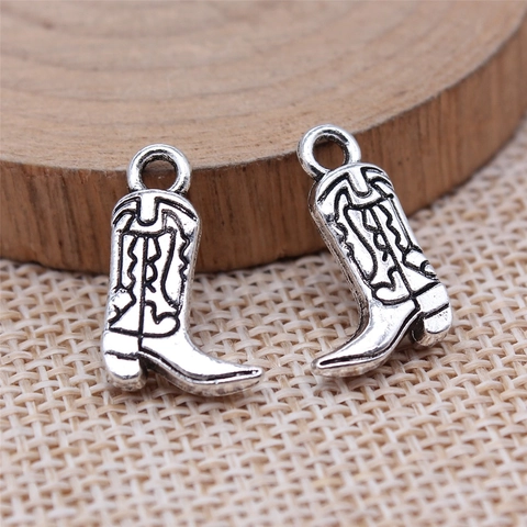 Vintage Alloy Cowboy Boot Pendants Western Retro Style Charms For DIY Jewelry Making Antique Silver Bronze Gold White K Metallic Accents