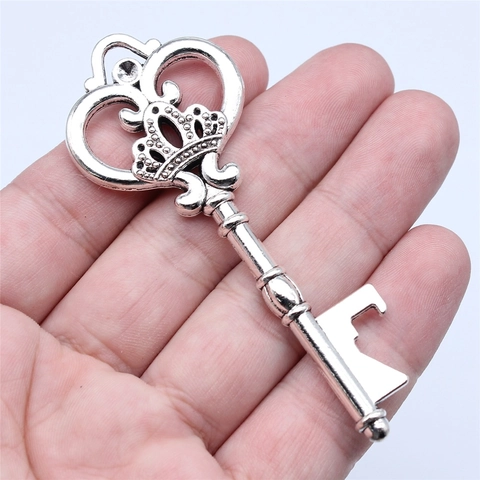 Vintage Kroon Hart Sleutel Vorm Flessenopener Hanger Antiek Zilver Legering DIY Sieraden Maken Accessoire Voor Bruiloft Cadeau