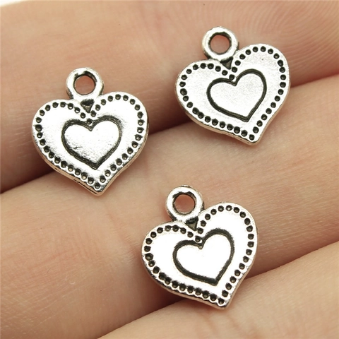 Ciondoli a Cuore in Lega Vintage per Creazione Gioielli DIY Argento Antico Bronzo Pendenti a Cuore Doppia Faccia Artigianato