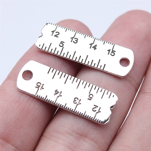 Vintage Antique Silver Ruler Shape Pendant Metal Scale Tool Charm For DIY Jewelry Making Necklace Keychain Crafting