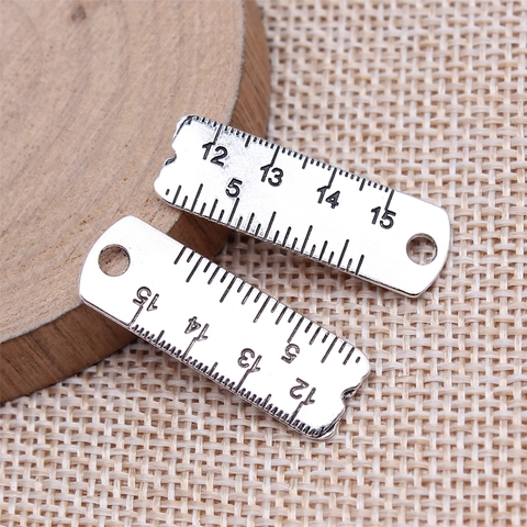 Vintage Antique Silver Ruler Shape Pendant Metal Scale Tool Charm For DIY Jewelry Making Necklace Keychain Crafting