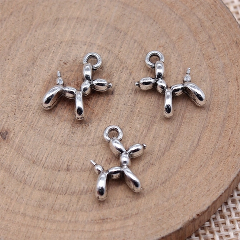Retro Alloy Balloon Dog Pendant For DIY Necklace Bracelet Making Antique Silver Animal Shape Charms Handcrafted Jewelry Accessories Only