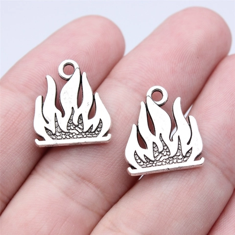 Antique Silver Flame Pendant Vintage Alloy Fire Shape Charm For DIY Jewelry Making Retro Style Accessories Fashion Jewelry Gift