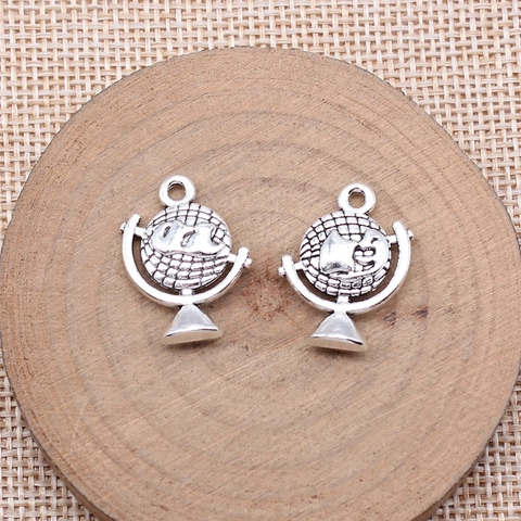 Alloy Antique Silver Globe Pendant Miniature World Map Charm For DIY Necklace Bracelet Earring Jewelry Making Accessory