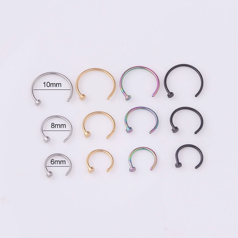 316L Stainless Steel Nose Ring Hoop C Shape Piercing Body Jewelry Punk Fashion Unisex Gold Black Silver Rainbow