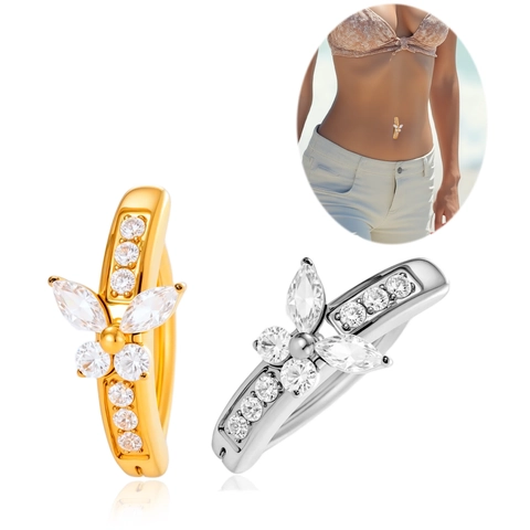 Schmetterling Bauchnabelpiercing G23 Titan Zirkon Eingelegt Nabel Piercing Schmuck Für Damen Stilvoller Körperschmuck