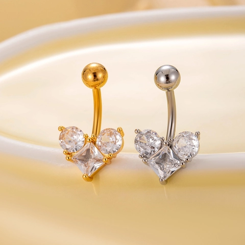 Bauchnabelpiercing Edelstahl Herz Schleife Zirkonia Dangle Navel Piercing Körperschmuck Für Damen