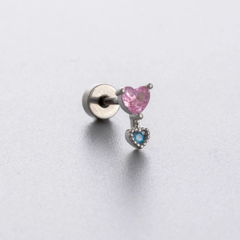 Cartilage Stud Earrings Titanium Steel Cubic Zirconia Opal Heart Butterfly Flower Screw Back Piercing Jewelry Women