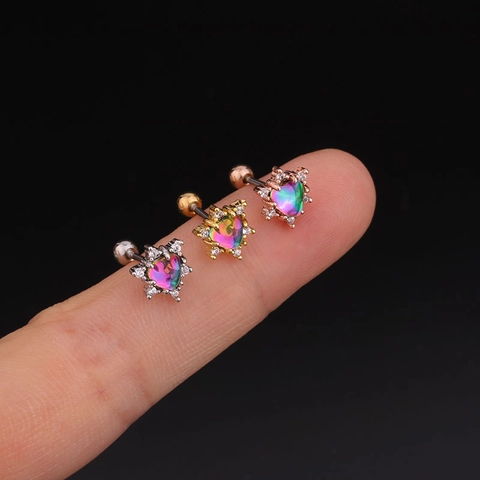 Orecchini Piercing Con Zirconi Colorati Fiore Farfalla Con Perno In Acciaio Inossidabile E Sfera A Vite Per Gioielli Da Donna