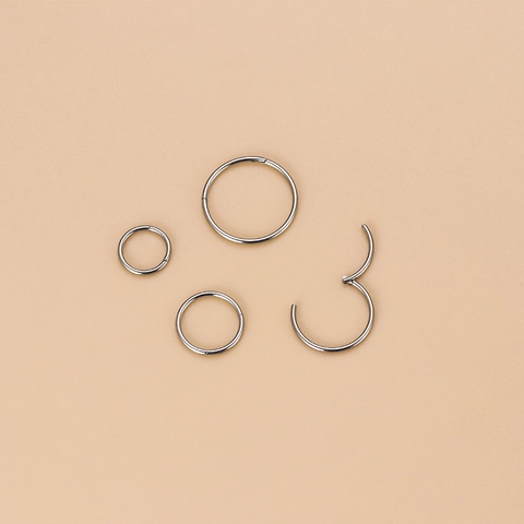 Hinged Clicker Nose Ring Stainless Steel Seamless Segment Lip Piercing Jewelry Fashion Simple Unisex Punk Style