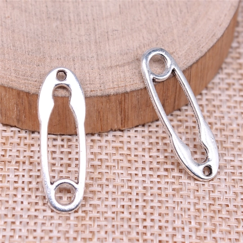 Antique Silver Alloy Safety Pin Pendants Metal Charm For DIY Jewelry Making Handmade Craft Earring Necklace Accessory