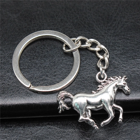 Llavero de Colgante de Caballo de Aleación de Plata Antigua Vintage Anillo de Llave Animal para Hombre Mujer Regalo
