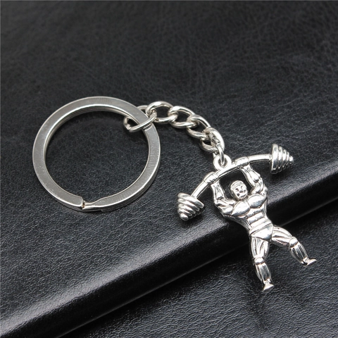 Llavero de Metal Levantador de Pesas Bodybuilder Musculoso Levantando Pesas Colgante para Amantes del Fitness Souvenir Deporte Regalo