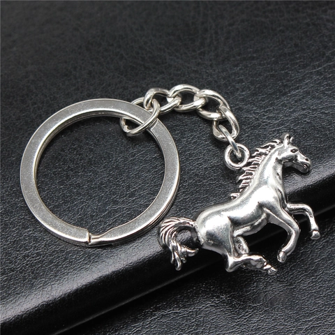 Llavero de Colgante de Caballo de Aleación de Plata Antigua Vintage Anillo de Llave Animal para Hombre Mujer Regalo