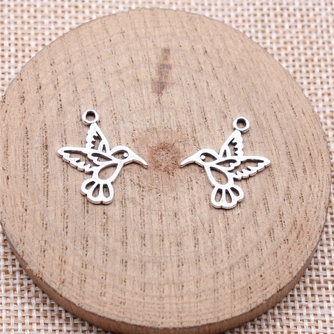 Antique Silver Alloy Hollow Hummingbird Pendant Charms For Handmade DIY Jewelry Making Necklace Bracelet Earring Accessories