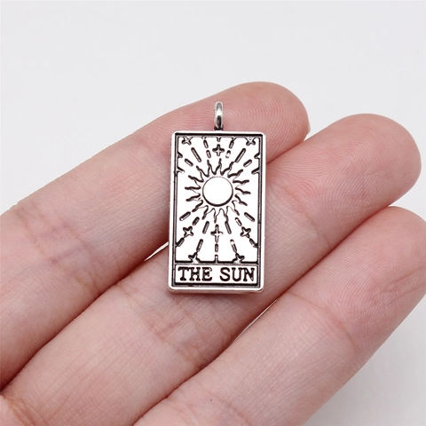 Vintage Tarot Card Pendant Alloy Embossed Sun Moon Star World Charms For Jewelry Making DIY Necklace Keychain Accessories